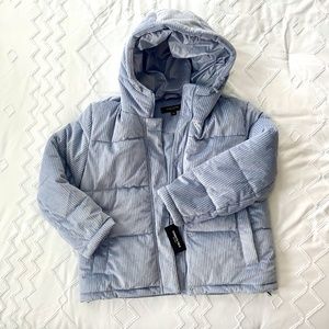 Kenneth Cole Corduroy Hooded Puffer Coat Size M NWT